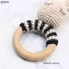 Baby Teethers Toys BPA Free Crochet Wooden Ring Teether Safe Cute Animal Rattle Chewing Teething Nursing Soother Molar Infant Toy Accessories 230427