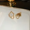 Stud Earrings Korean Style Gold Color White Irregular Pearl For Women Wedding Birthday Sweet Gift Ladies Vintage Jewelry