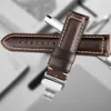 Zespół zespołów maikes ręcznie robione oryginalne skórzane opaski zegarkowe 18 mm 20 mm 22 mm 24 mm Universal Butterfly Butkle Watch Pasek Brown Men Smart Watch Band 231128