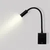 Wall Lamp 3W LED El Bedside Sconce Light Fixture Cabinet Flexible Pipe Picture Gooseneck Reading Spotlight With Rocker Switch