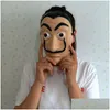 Maski imprezowe Cosplay Mask La Casa de Papel twarz Saador Dali Kostium film Realistyczne Halloween Xmas dostarczenia Dwie rozmiar Drop dostawa Ho Dhmt2