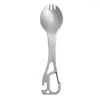 Dijkartikelen 5 in 1 buiten titanium lepel camping tafelgelei flesopener picknick diner spork vork voor reisbackpacking