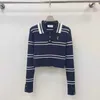 Women's Sweters Designer Luksus Scottish Style kontrastujące paski ~ Akademia Polo Kołnierz Sweter dla kobiet 23 Autumn Nowe krótkie 5 MWz