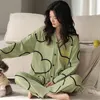 Women's Sleepwear Pajamas Set Checkerboard Cardigan Long Sleeves Pants Comfortable Relaxed Night's Sleep