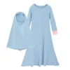 Rompers Muslim Islamic Girls Ramadan Abaya With Hijab Full Length Robe Burka Maxi Little Kid Toddler Baby Girl Dresses 1 To 14 Years 230427