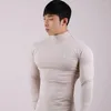 メンズTシャツ2023韓国風の長袖Tシャツファッション因果タートルネックシャツメンフィットネススリムフィットTシャツスポーツ服