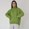 Maglioni da donna Maglione oversize dolcevita verde pullover vintage maglione donna inverno spesso caldo lavorato a maglia sciolto tinta unita
