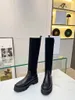 2024 عالي الجودة أحذية الركبة الضخمة المضخات الكعب الجلدي Cowskin Sole Round Toe Lace-Up Zip Booties Women's Luxury Designers Fashion Ins Pretic Popular Shoes Factory 35-42