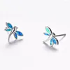 Brincos de garanhão Bela charme Dragonfly Design Blue Opal for Women Fashion Gifts