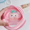 Sac de gelée en PVC transparent mignon chaîne de perles en peluche petit porte-monnaie