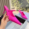 Stiletto heels Sandals Designers shoes Satin Pointed Slingback womens dress shoes 9CM high heeled pumps Luxury Designer Sandal 35-42 with box