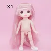 Dockor 16cm BJD 13 MOVERABLE FOURTED Söt Big Eyeball Little Boy Girl Head Doll med skor för flickor Toys Naken Body Fashion Gift 230427