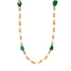 Hänge halsband kvinnor naturligt sötvatten pärlhalsband gröna sten smycken tillbehör guld pläterad pärlkedja tjej presentförsäljning