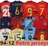 1994 2010 Mens Long Sleeve Caminero Puyol A.Iniesta Pique Soccer Jerseys National Team Torres Isco M.asensio Home Red Away Blue Footall Shirts