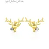 stud Huitan Classic elk antlers على شكل أقراط للنساء الذهب ملحقات أذن عيد الميلاد مع المجوهرات اللامعة CZ الخالدة yq231128