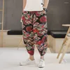 Pantaloni da uomo Zongke Lino Stampato Harajuku Moda Uomo Lavoro per uomo Pantaloni Pantaloni sportivi Abbigliamento coreano Abbigliamento maschile 5XL 2023 Estate