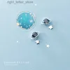 Stud MODIAN New Black Crystal Planet Stud Earring for Women Authentic 925 Sterling Silver Starry Sky Ear Pin Korea Style Fine Jewelry YQ231128