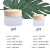 Frosted Glass Jar Cream Bottles Round Cosmetic Jars Hand Face Cream Bottle With Wood Cape 5G-10G-15G-30G-50G-100G Lalxe