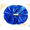 Metallic Holographic Cheerleader Pom Poms With Baton Handle Professional Cheer Pompoms For Sports Team Spirit Party Training Costume D Dhqq5