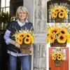 Fleurs décoratives printemps jaune clair tournesol fleur panier guirlande porte suspendus décoration de la maison et été bougie anneau