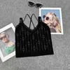 Mulheres Knits Tees Designer 2023 Xiaoxiangfeng Hot Diamond Sling Bottom Bright Beauty Back Bra Tank Top High End Spicy Girl H257