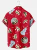 Мужские повседневные рубашки DUTRIEUX Clothing Короткая рождественская рубашка с рукавами с принтом снеговика инопланетянина