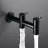 Bathroom Sink Faucets Garden Faucet 1/2 Head Wall Mounted Small Tap Mop Washing Machine Copper Core Rod Black