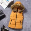 Parka's Dames Herfst Winter Vest Capuchon Bontkraag Mouwloos Ritsvak Casual Vest Slanke Taille Plus Size Big