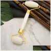 Massageboenar Rocks White Jade Masr Face Stone Double-Head Mas Roller Relaxation Tool Drop Delivery Health Beauty DH5RQ