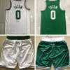 Sewing Jason Tatum #0 Basketball Jerseys Men Blue White City Jersey Just Don Short