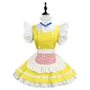 Vestidos casuais japonês empregada cosplay traje anime halloween garota amarela com acessórios de cabelo