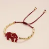 Link Armbanden GO2BOHO VERKOOP ROOD ROPEN Verstelbare armband 4 mm Koperpralen olifantpatroon