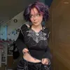 Женские футболки Xingqing Grunge Crop Top Y2k Одежда Винтаж Эстетическая женская одежда с цветочным принтом и V-образным вырезом с длинным рукавом Одежда 2000-х годов Уличная одежда