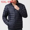 Men's Down Parkas Winter Jacket with Stand Collar for Men Thick Warm Parka Solid Color Fashionable Streetwear Plus Size 9xl 10xl 231128