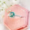 Cluster Rings Luxyimagic 585 Розовое золото Найтральное моховое кольцо Gemstone для женщин Сплошное 925 серебряное серебряное помолвка