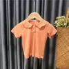 Tshirts 키즈 폴로 셔츠 단락 아기 소녀 여름 패션 한국어 버전 단순한 야생 탑 얇은 얇은 230427