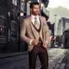Men's Suits 2023 Fashion Classic Beige Brown Men Suit Set Groomsmen Tuxedo Groom Wedding Custom Made Three Piece(Jacket Pants Vest)