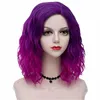 Perucas sintéticas moda peruca sintética com franja longa roxo cachos curtos milho perm onda cabelo capa de cabelo curto feminino chapelaria