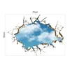 Wall Stickers Blue Sky Cloud 3d Broken Hole Sticker Living Room Bedroom Decorations Diy Home Decals Pvc Scenery Mural Art Peel And Stick