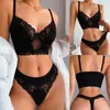 Sexy Set Damenmode Spitze Perspektive Split Anzug Einfarbig Unterwäsche Höschen lenceria sinnlich mujer schön P230428