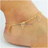 Tobilleras Sandalias para zapatos de boda Sandel Tobillera Cadena Prueba Estiramiento Anillo del dedo del pie de oro Rebordear Joyería nupcial de dama de honor Joya de entrega Dhqzo