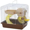 Cages Cage métallique en forme de villa avec bol d'alimentation, jouet de patinage à roulettes, Cage à Hamster double couche