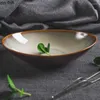 Plates Creative Ceramic Ramen Pasta Plate Fruit Salad Bowl Home Oval Specialty Tableware Snack Dessert Tray Soup Basin Vegetable