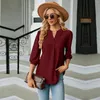 Women's Blouses Fashion Woman Blouse Shirts For Women 2023 Stylish Top Half Sleeve V Neck Female Tops Black White Navy Autumn Clothing