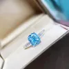 Anneaux de mariage Huitan Personnalité Bleu Zircon Cubique Bague pour Femmes Mode Contracté Conception Quotidienne Porter Partie De Luxe Bijoux En Gros 231128