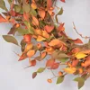 Dekorativer Blumen-Halloween-Kranz, Kürbis-Dekoration, 19,7 Zoll, Herbst-Haustürkränze mit künstlichen Blättern, Tannenzapfen, Erntefest