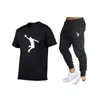 MĘŻCZYZNIE DOTYCZNY -SŁUCHAJ SŁOŻNE PANTY T -shirt Ustaw swobodną markę fitness jogger t -koszule hip hop fashicon men'stracksuit 230428