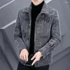 Men's Jackets Men Thermal Jacket Coat Chinese Print Cardigan Warm Stylish Fall/winter With Turn-down Collar Long Sleeves