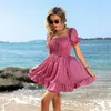 Maillots de bain pour femmes Sundresses Cover Ups pour robe bohème courte tunique de plage pour femmes 2023 femme Kaftan vêtements fête LED Dot ébouriffé