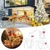 Decorações de jardim 3 pcs Arte de ferro Elk Deer Decoração de Natal com luz LED Brilhante Glitter Rena Xmas Home Outdoor Yard Decor y231127